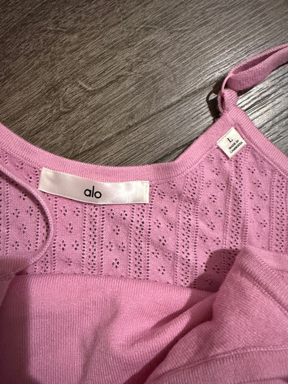 ALO Yoga Pink Ribbed Knit Bralette with Thin Straps - Picture 5 of 6
